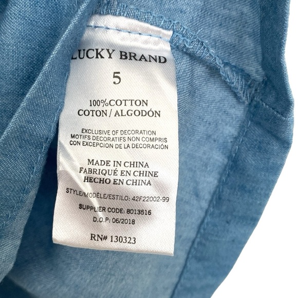 Lucky Brand Blue Floral Embroidered Longsleeve Chambray Dress - Picture 5 of 7